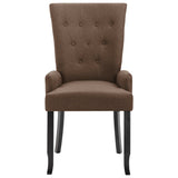 Chaises à manger avec accoudoirs lot de 2 marron tissu
