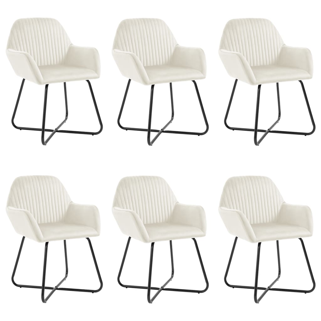 Chaises à manger lot de 6 crème velours