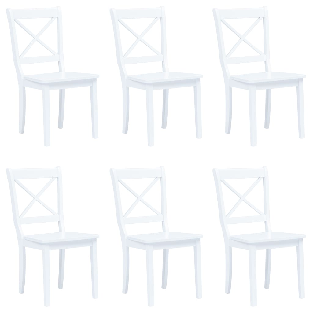 Chaises à manger lot de 6 blanc bois d'hévéa massif
