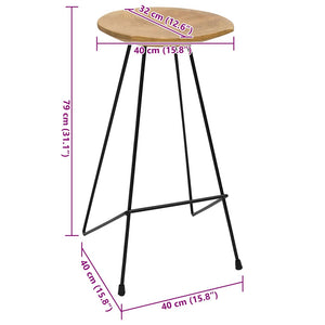 Tabourets de bar lot de 2 bois de teck massif