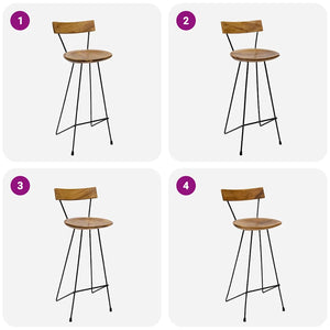 Tabourets de bar lot de 2 bois de teck massif