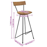 Tabourets de bar lot de 2 bois de teck massif