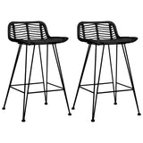 Chaises de bar lot de 2 noir Rotin