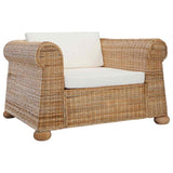 Ensemble de canapés avec coussins 2 pcs rotin naturel