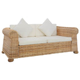 Ensemble de canapés 2 pcs avec coussins Rotin naturel