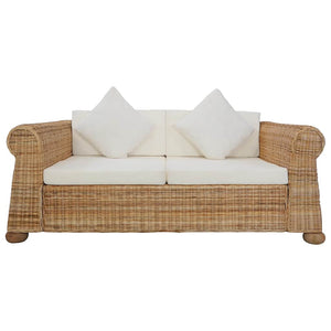 Ensemble de canapés 2 pcs avec coussins Rotin naturel