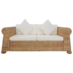 Ensemble de canapés 3 pcs avec coussins Rotin naturel