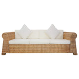 Ensemble de canapés 2 pcs avec coussins Rotin naturel