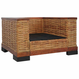 Ensemble de canapés 2 pcs avec coussins marron rotin naturel