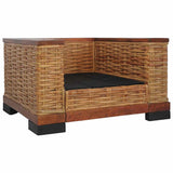 Ensemble de canapés 2 pcs avec coussins marron rotin naturel