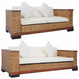 Ensemble de canapés 2 pcs avec coussins Marron Rotin naturel