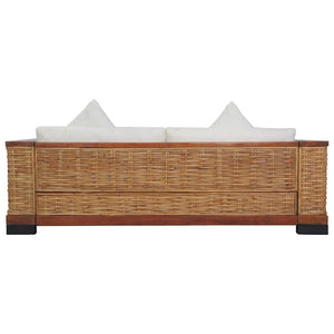 Ensemble de canapés 2 pcs avec coussins Marron Rotin naturel