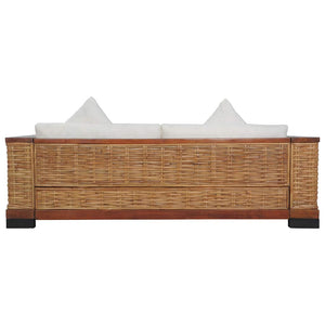 Ensemble de canapés 2 pcs avec coussins Marron Rotin naturel