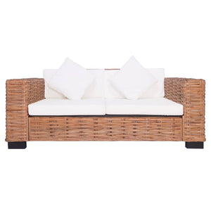 Ensemble de canapés 2 pcs avec coussins Rotin naturel