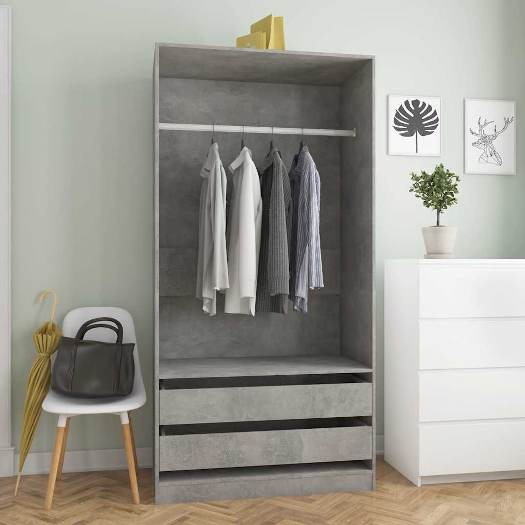 Garde-robe Gris béton 100x50x200 cm Bois d'ingénierie