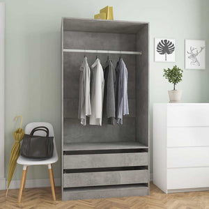 Garde-robe Gris béton 100x50x200 cm Bois d'ingénierie