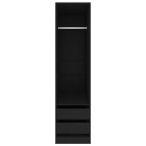 Garde-robe avec tiroirs Noir 50x50x200 cm Bois d'ingénierie