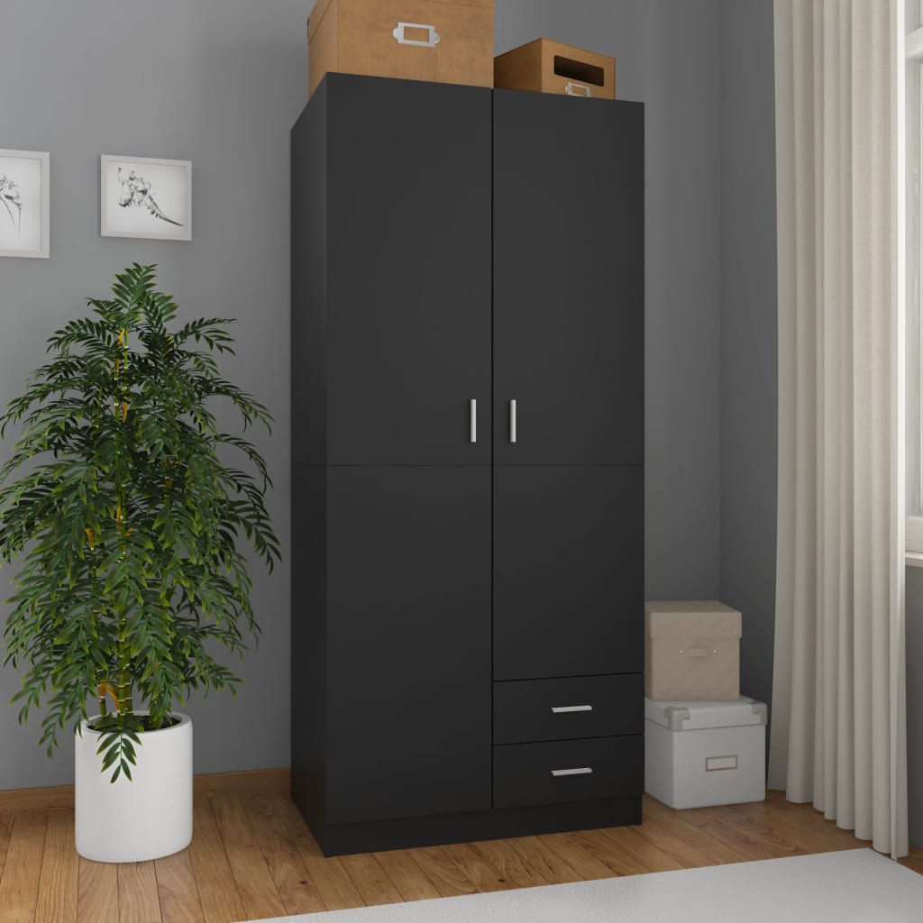 Garde-robe Noir 80x52x180 cm Aggloméré