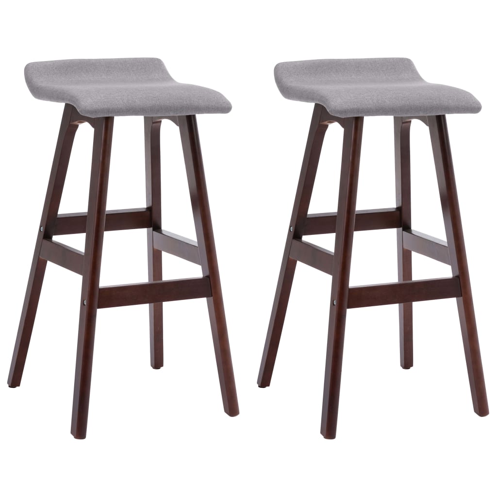 Tabourets de bar lot de 2 gris clair tissu
