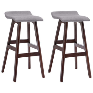 Tabourets de bar lot de 2 gris clair tissu
