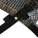 Chaise de relaxation rotin kubu naturel et bois d'acajou massif