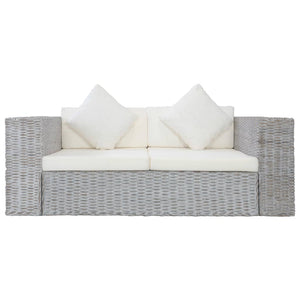 Ensemble de canapés 2 pcs avec coussins Gris Rotin naturel