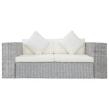 Ensemble de canapés 2 pcs avec coussins Gris Rotin naturel