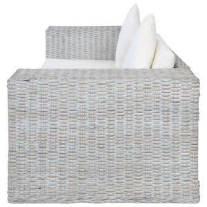 Ensemble de canapés 2 pcs avec coussins Gris Rotin naturel