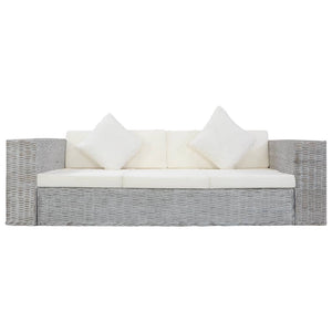 Ensemble de canapés 2 pcs avec coussins Gris Rotin naturel