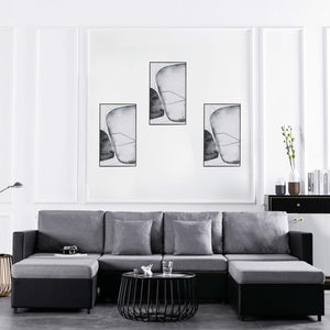 Canapé-lit extensible à 4 places similicuir noir