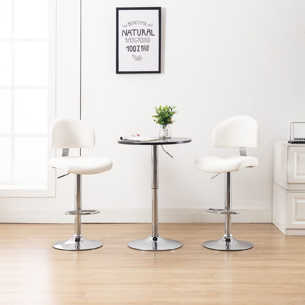 Tabourets de bar lot de 2 blanc similicuir