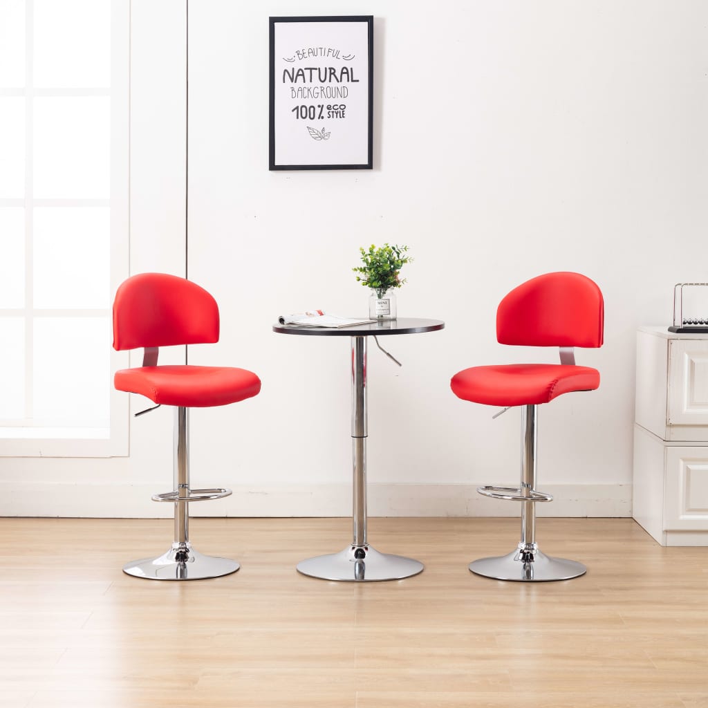 Tabourets de bar lot de 2 rouge similicuir