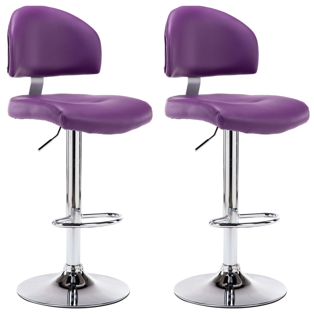 Tabourets de bar lot de 2 violet similicuir