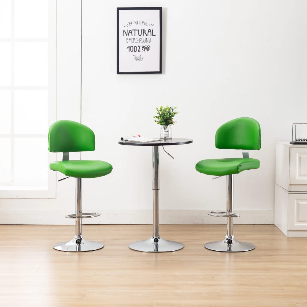 Tabourets de bar lot de 2 vert similicuir