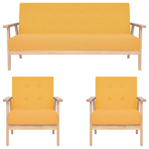 Ensemble de canapés 3 pcs Tissu Jaune