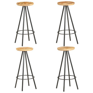 Tabourets de bar lot de 4 bois de manguier brut