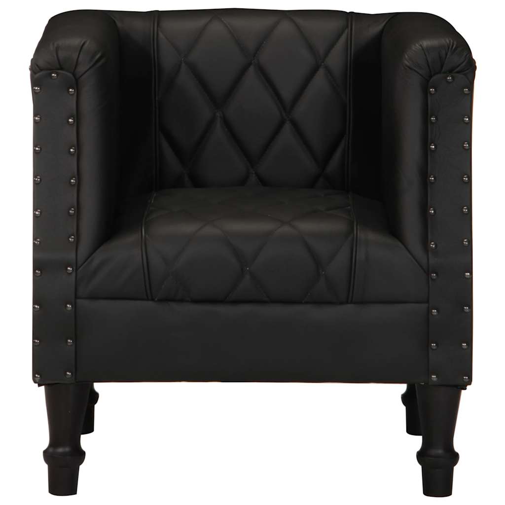 Chaise cabriolet Noir Cuir véritable de chèvre