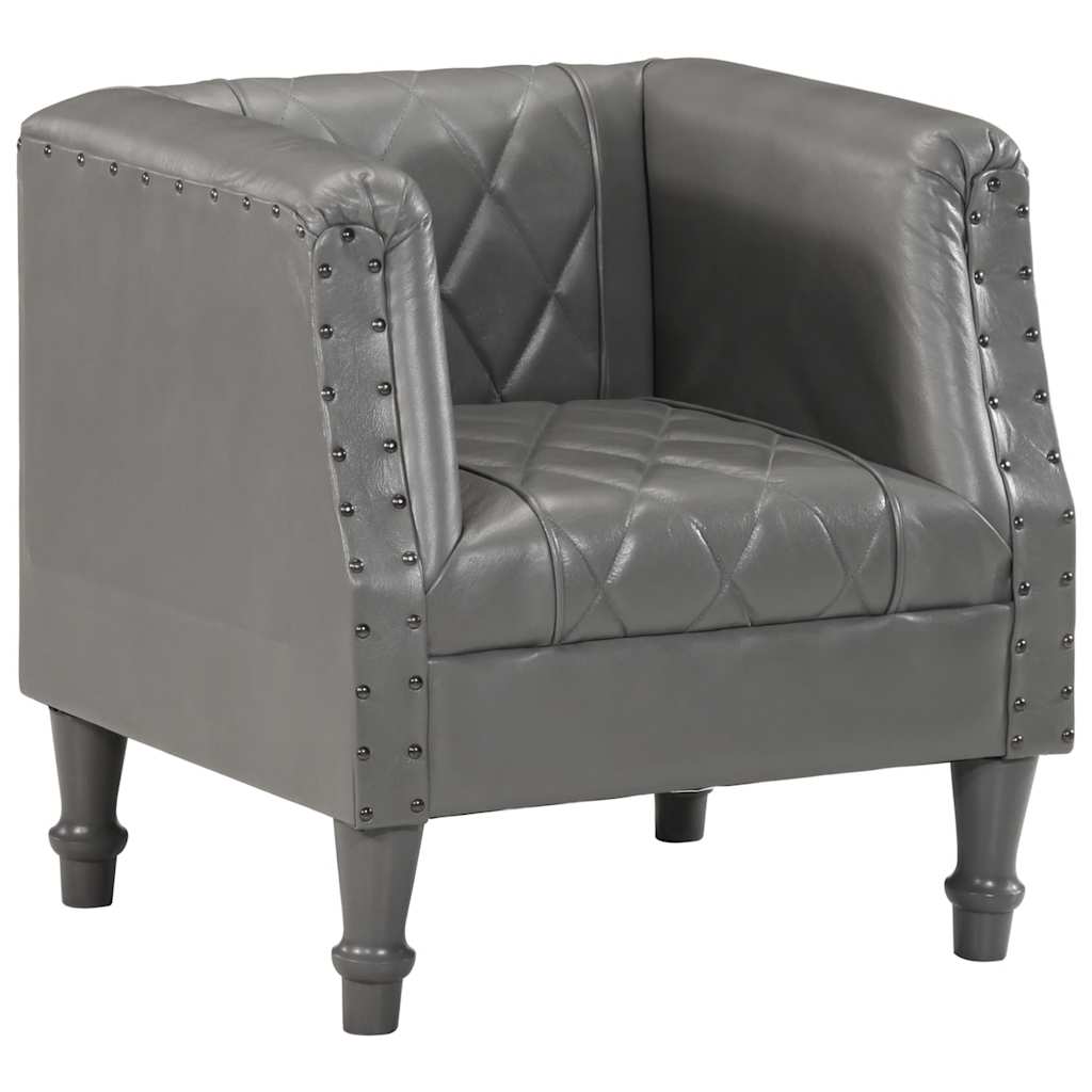 Chaise cabriolet Gris Cuir véritable de chèvre