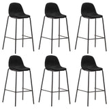 Chaises de bar lot de 6 noir tissu