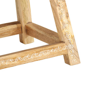 Tabouret peint à la main 38x38x35 cm Bois de manguier solide