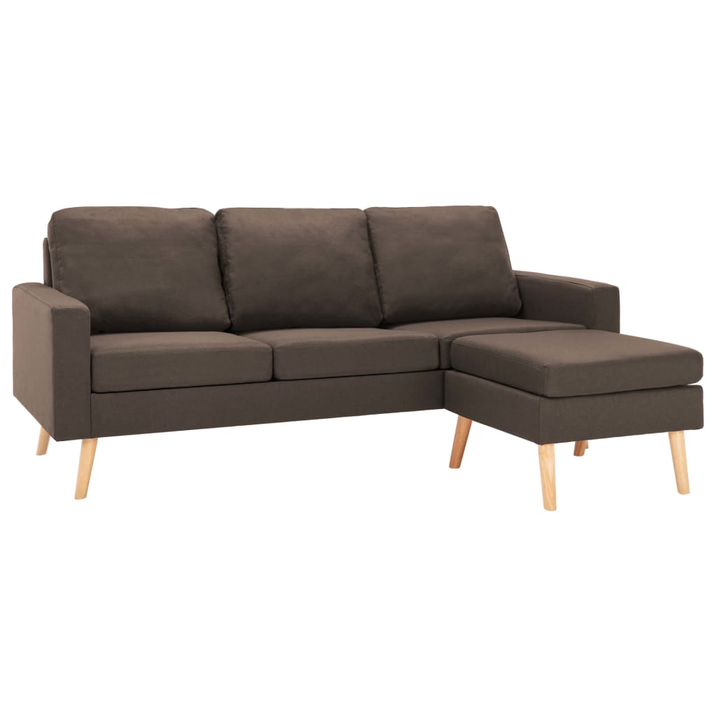 Canapé à 3 places avec repose-pied Marron Tissu