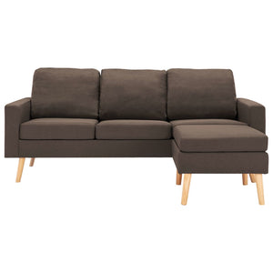 Canapé à 3 places avec repose-pied Marron Tissu