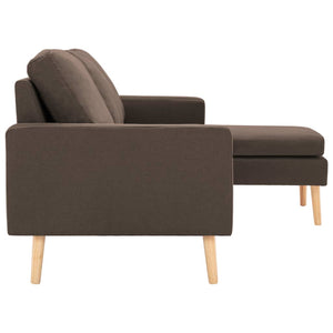 Canapé à 3 places avec repose-pied Marron Tissu