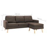 Canapé à 3 places avec repose-pied Marron Tissu