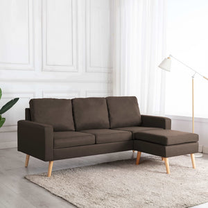 Canapé à 3 places avec repose-pied Marron Tissu