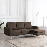 Canapé à 3 places avec repose-pied Marron Tissu