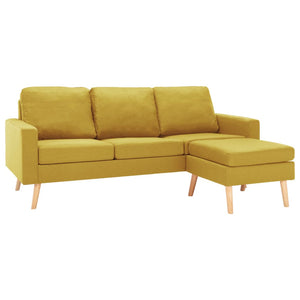 Canapé à 3 places avec repose-pied Jaune Tissu