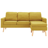 Canapé à 3 places avec repose-pied Jaune Tissu