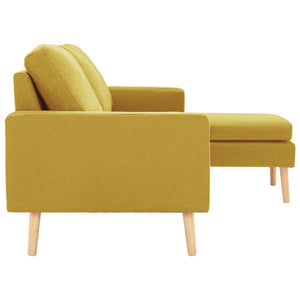 Canapé à 3 places avec repose-pied Jaune Tissu
