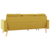 Canapé à 3 places avec repose-pied Jaune Tissu